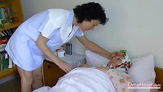 Fat granny seduces a nurse into having sex with her